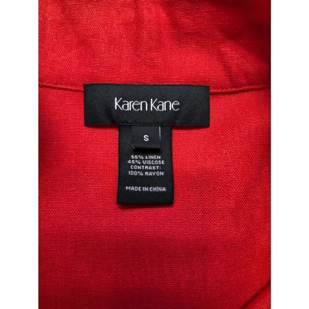 Karen Kane St. Tropez Red Tunic Dress with White Trim